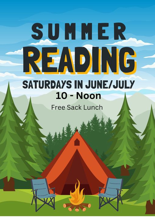 Campfire in forest Summer Reading June and July on Saturdays
